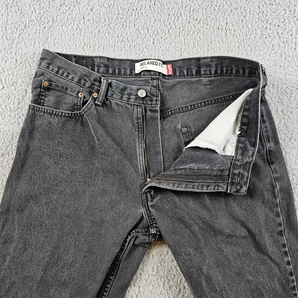 Levis 550 Jeans Mens 36x27* Black Distressed Relaxed Tapered Baggy Y2K Biker